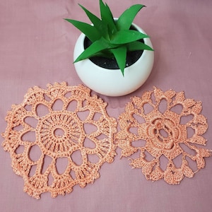 Orange Craft Doilies, Set of 2  Vintage Doilies, These have raw edges for craft Projects, Junk Journal, Slow stitch, crazy quilt, fabric art