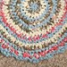 Blue Brown Rag Rug, Handmade Upcycled Textile Art Accent Rug ...