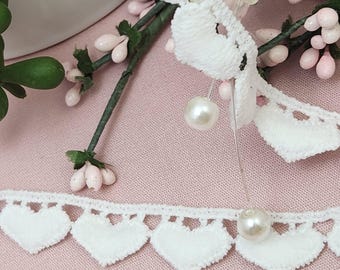 White Heart Trim, 1/2 inch, Polyester Lace Border