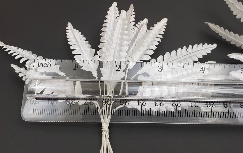 EASTER SALE new fern fronds 48 leaves in a set destash lot vintage bridal floral craft supplies White Vintage Millinery leaf lot
