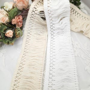 Cotton Fringe, Natural or White 2.25-inch trim, Sewing craft supplies, junk journal, lamp shade, drapery, curtain