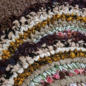 Earth Tone Rag Rug, Handmade Upcycled Textile Art Accent Rug ...