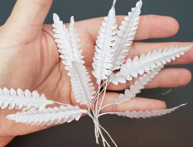 EASTER SALE new fern fronds 48 leaves in a set destash lot vintage bridal floral craft supplies White Vintage Millinery leaf lot