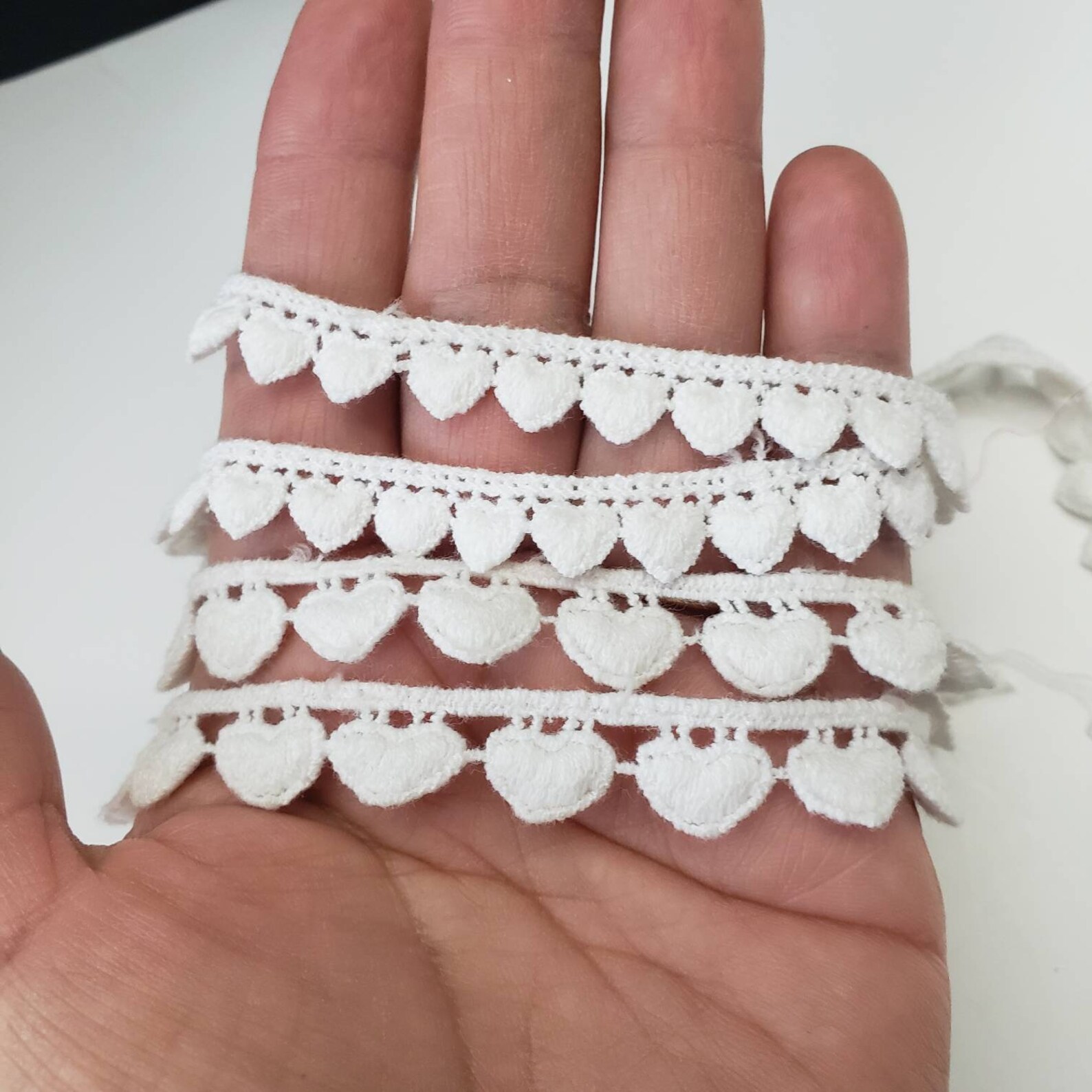 Cotton Heart Shaped Trim Embroidered White Miniature Hearts Etsy