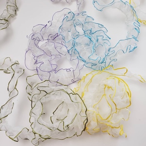 Sheer Organza Ruffle Lace, Stretch Ribbon Trim, 2 Yards