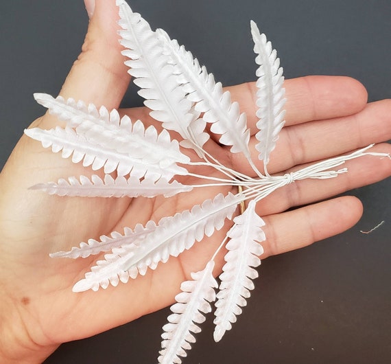 EASTER SALE new fern fronds 48 leaves in a set destash lot vintage bridal floral craft supplies White Vintage Millinery leaf lot