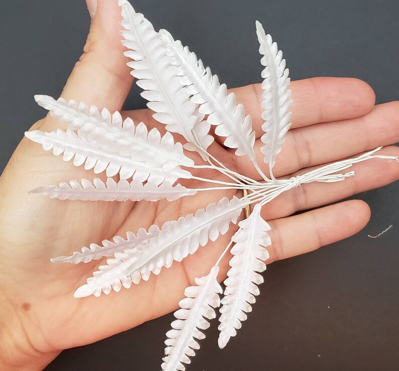 EASTER SALE new fern fronds 48 leaves in a set destash lot vintage bridal floral craft supplies White Vintage Millinery leaf lot