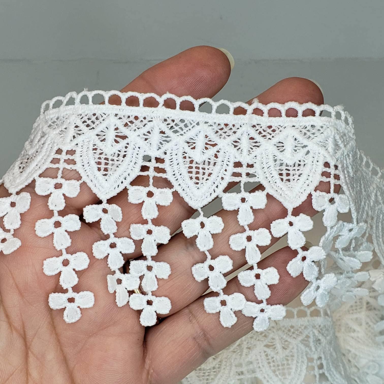 White Fringe Lace Floral Dangle Trim Diy Craft Supplies for | Etsy