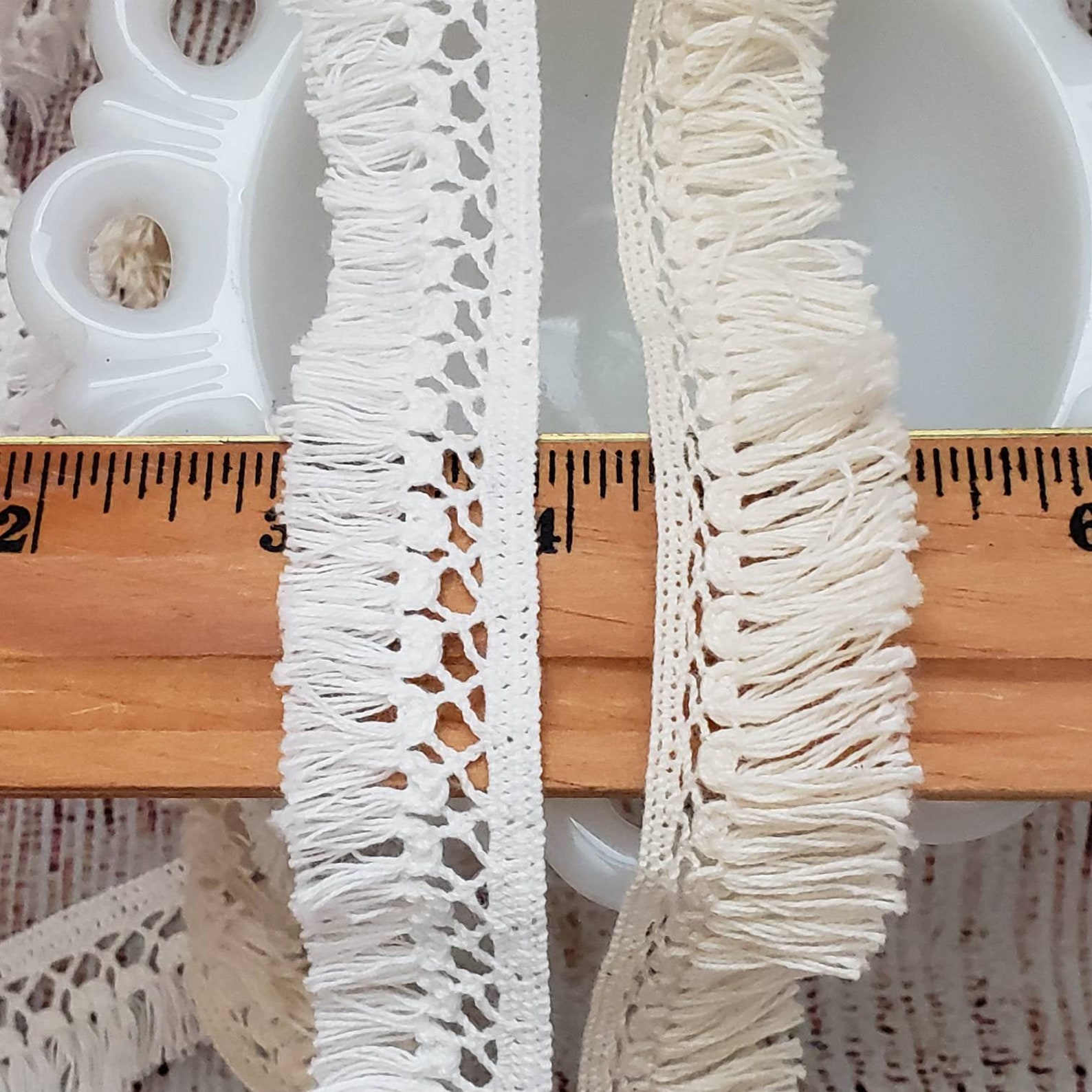 Cotton Fringe Trim 1 Natural Ecru or White Lace by the Etsy
