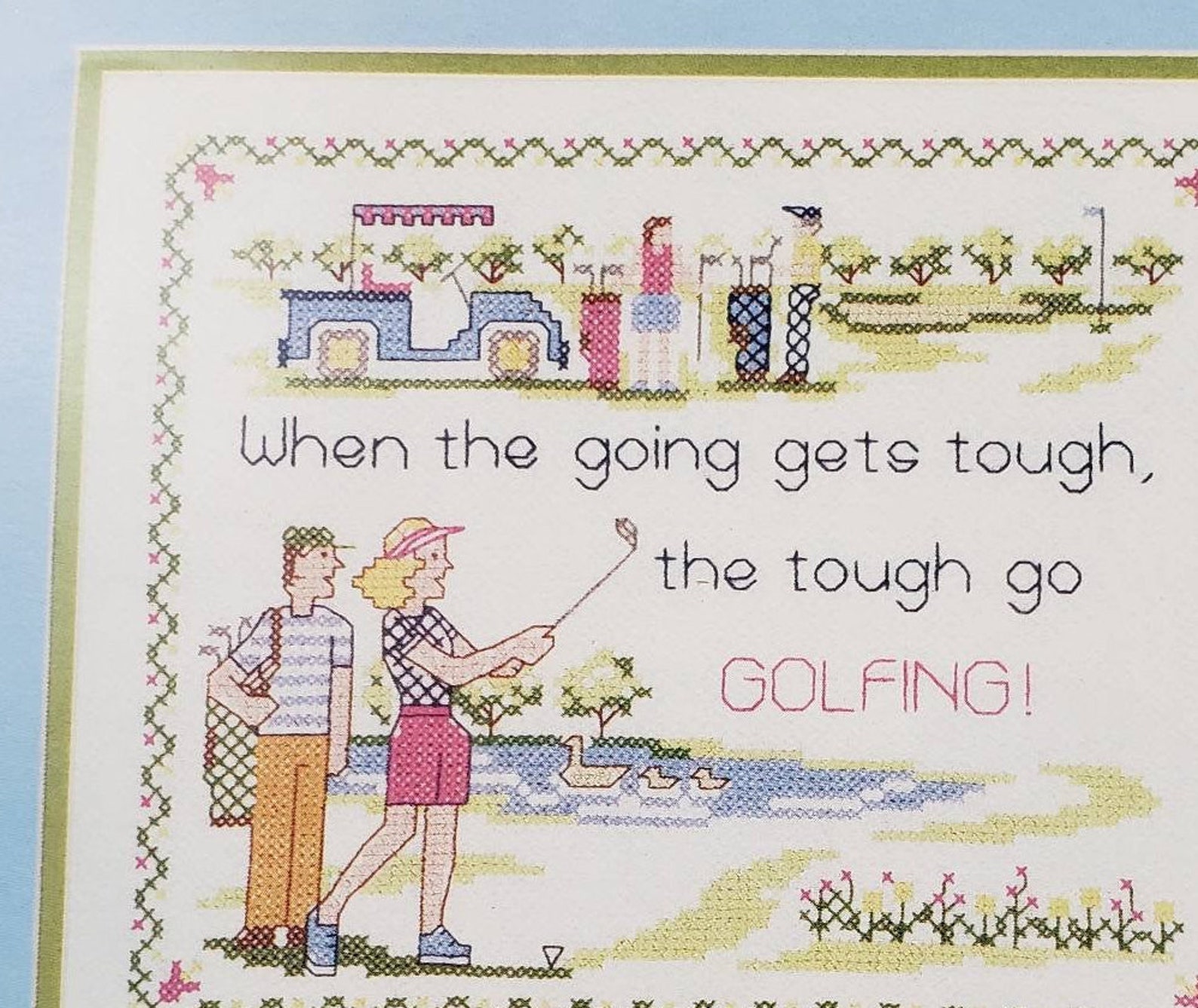 Golf Crossstitch Kit. Vintage Tough Golfing 530 Counted Etsy