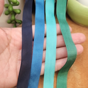 Rayon Ribbon Trim, 4 yards of Rayon Seam binding Crinkle Ribbon in green teal black, Hug Snug discontinued colors,
