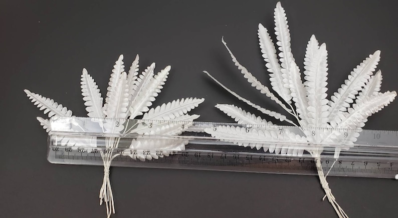 EASTER SALE new fern fronds 48 leaves in a set destash lot vintage bridal floral craft supplies White Vintage Millinery leaf lot