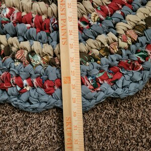 Blue Brown Rag Rug, Handmade Upcycled Textile Art Accent Rug ...