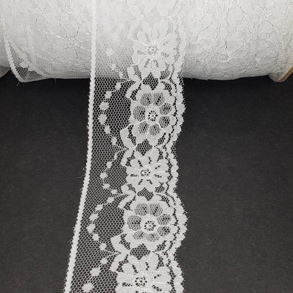 White Flat Lace Trim Sheer Net Lace Floral Tulle Lace. for Sewing or Craft Supplies. Etsy