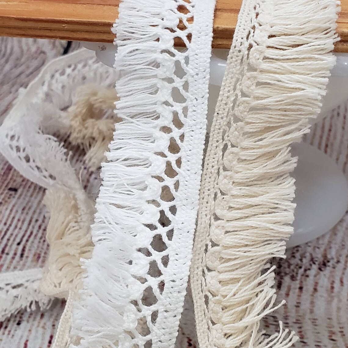 Cotton Fringe Trim 1 Natural Ecru or White Lace by the Etsy