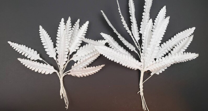 EASTER SALE new fern fronds 48 leaves in a set destash lot vintage bridal floral craft supplies White Vintage Millinery leaf lot