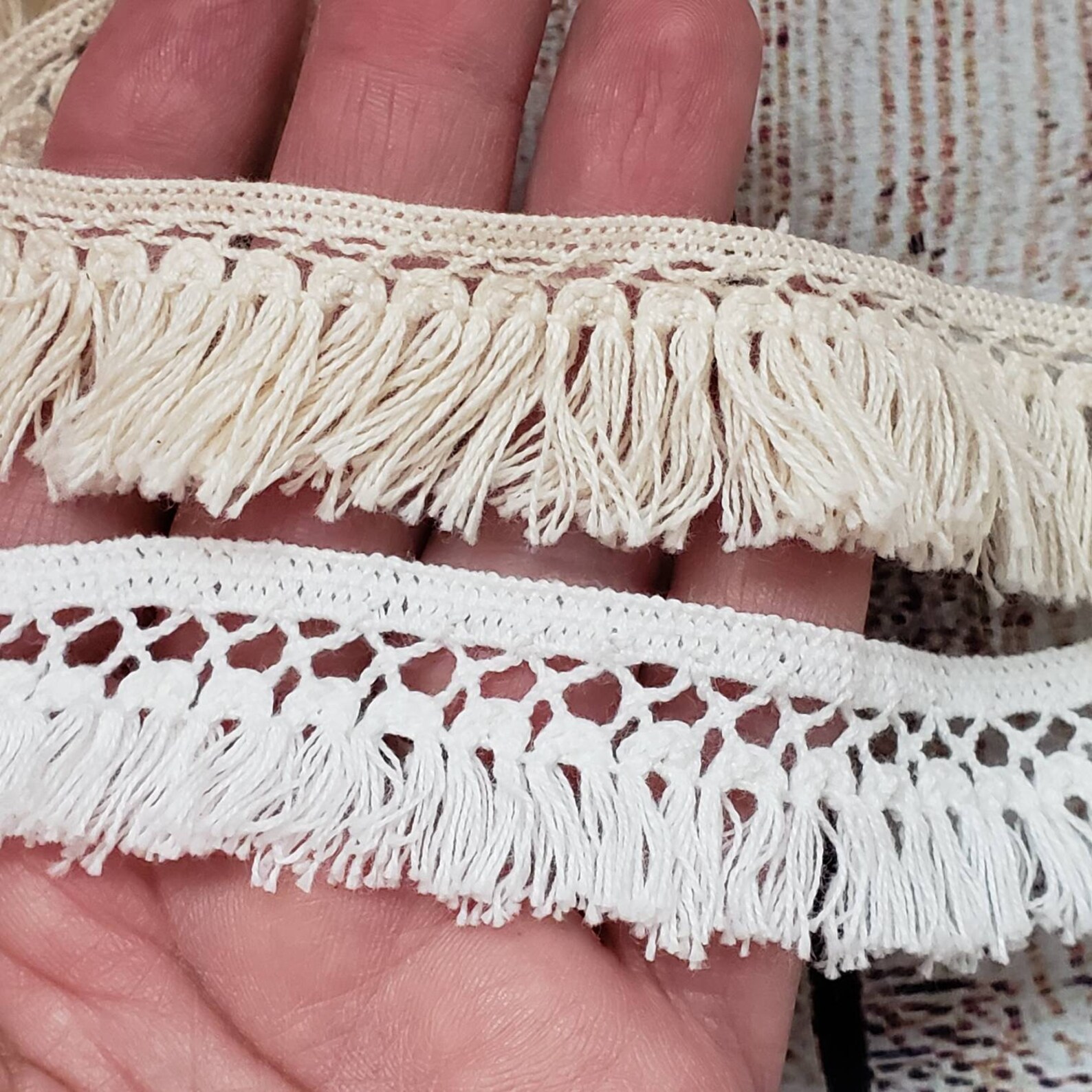 Cotton Fringe Trim 1 Natural Ecru or White Lace by the Etsy