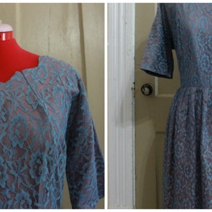 50s Lace/Taffeta Evening Dress Size XL image 1