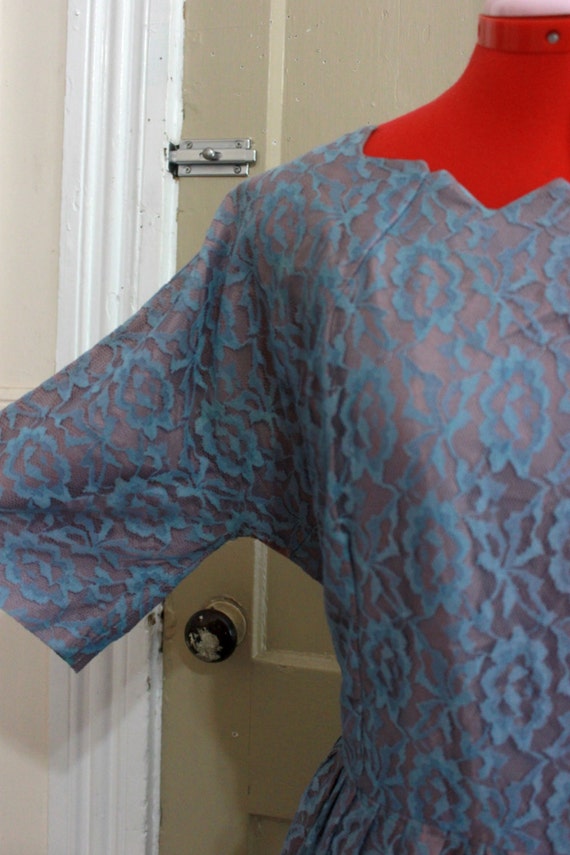 50s Lace/Taffeta Evening Dress Size XL - image 3