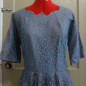 50s Lace/Taffeta Evening Dress Size XL image 4
