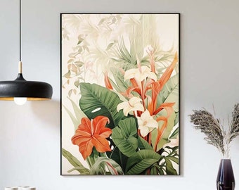 Tropical Flowers Botanical Bird Of Paradise Wall Art Print Beautiful Colorful Floral Bedroom Dining Room Garden Exotic Home Decor LWAH100