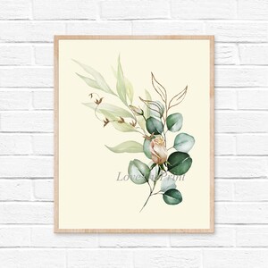 Botanical Print Wall Art SAR15 Beautiful Pink White Watercolor Rose Pink Bouquet Green Garden Bedroom Living Dining Room Home Decor to Frame