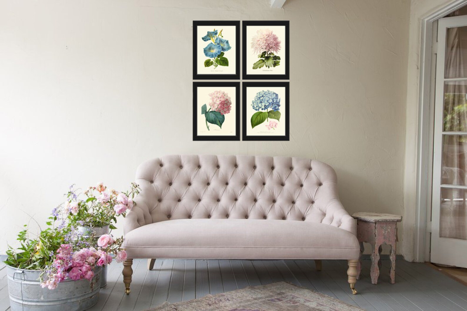 Blue Hydrangea Flower Botanical Wall Art Print IH741 Beautiful | Etsy