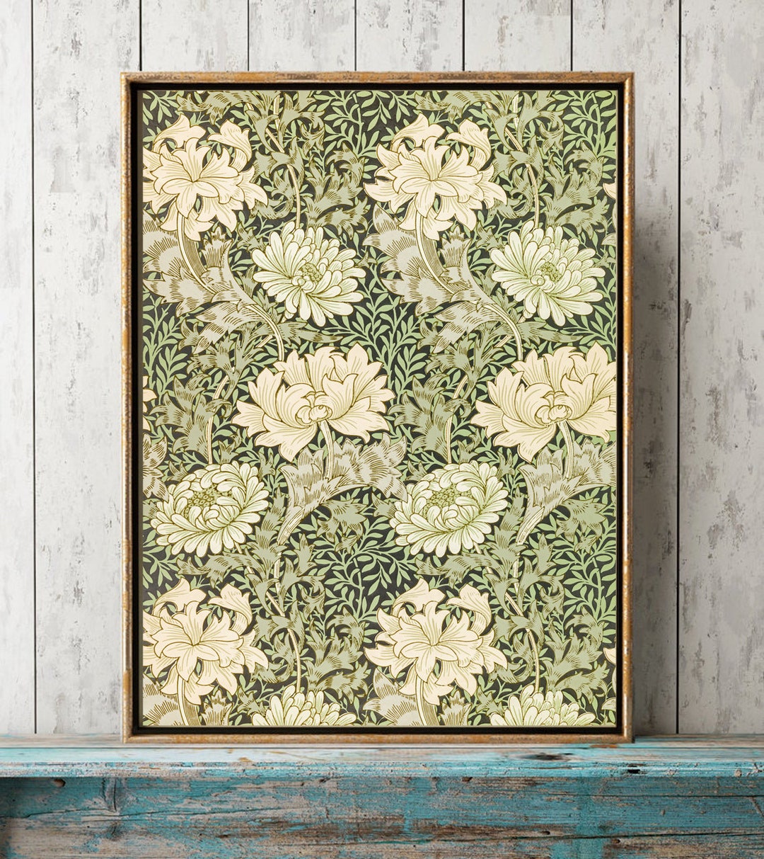 Botanical Wall Art Print WM5 Beautiful Antique Floral Design White ...