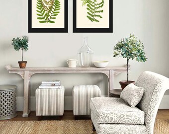Fern Botanical Print Wall Art Set of 2 Beautiful Outdoor Forest Nature Interior Design Dining Room Bedroom Office Home Decor to Frame EJL