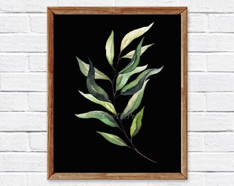 Botanical Print Wall Art SAR1 Beautiful Green Tree Branch Leaf Outdoor Nature Bedroom Living Dining Room Illustration Home Decor to Frame