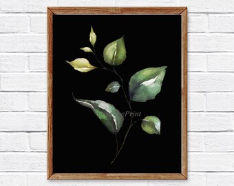 Botanical Print Wall Art SAR4 Beautiful Green Tree Branch Leaf Bedroom Living Dining Room Cottage Farmhouse Watercolor Home Decor to Frame