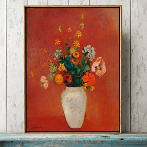 Wildflowers Botanical Wall Art Print 4 Odilon Redon French Beautiful Antique Red Pink Poppies Dandelion Flowers Home Room Decor to Frame