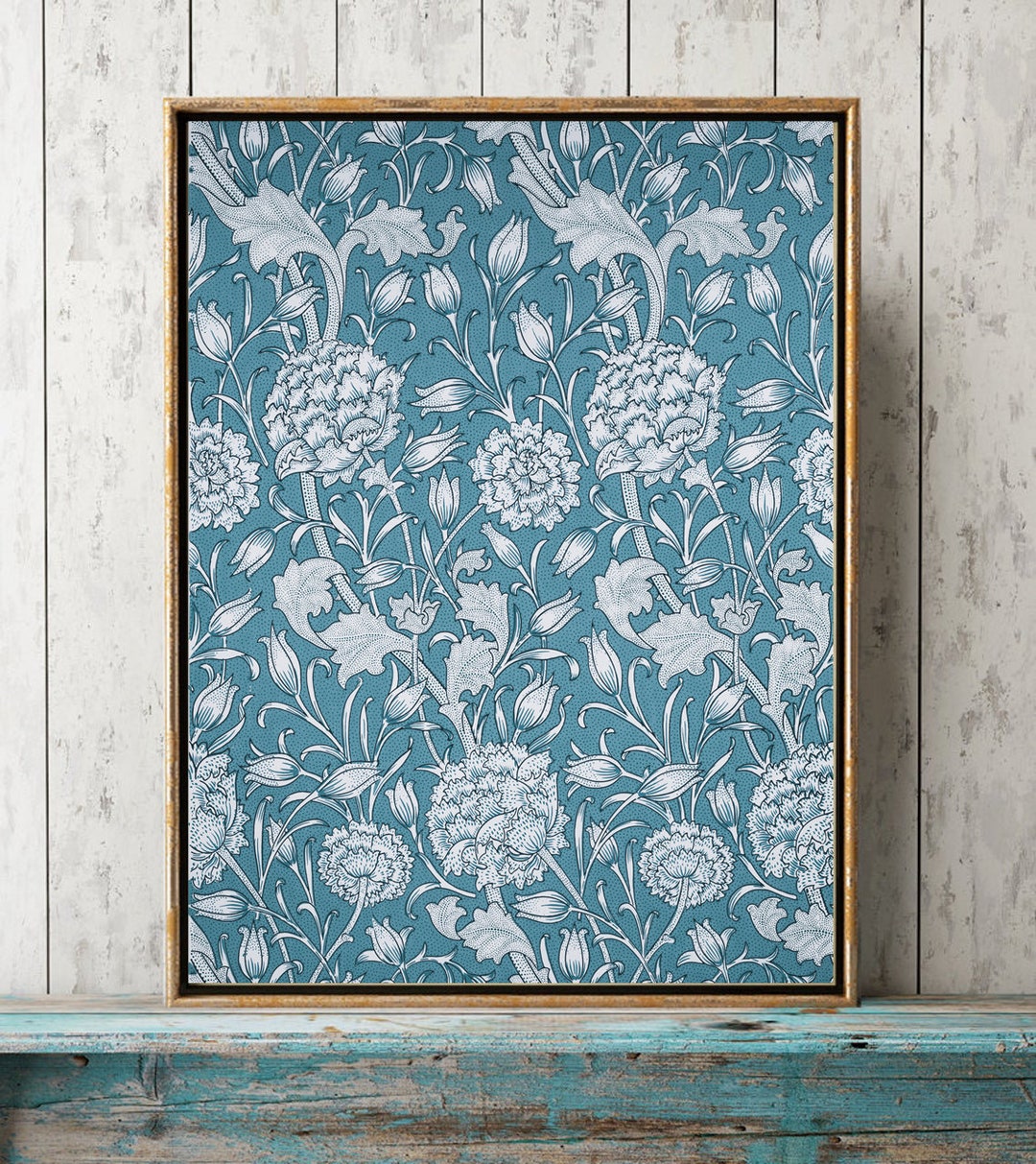 Blue and White Flowers Botanical Wall Art Print WM16 Beautiful Antique ...