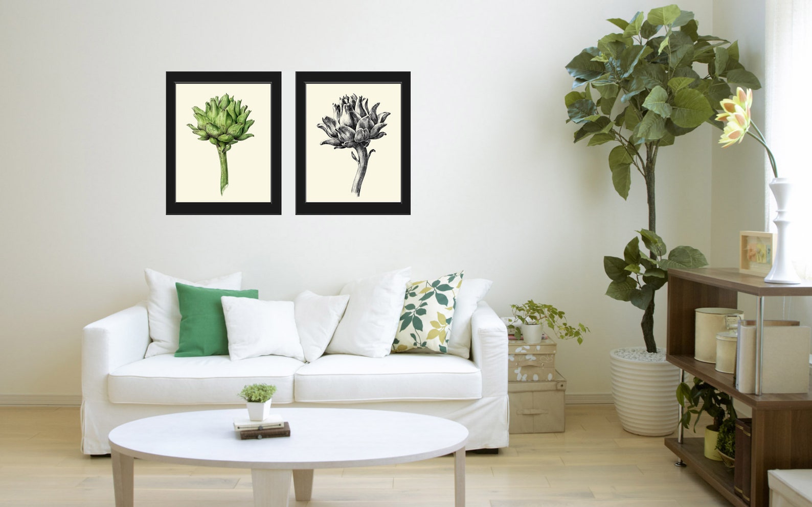 Artichoke Wall Art Set of 2 Print Beautiful Antique Botanical Etsy