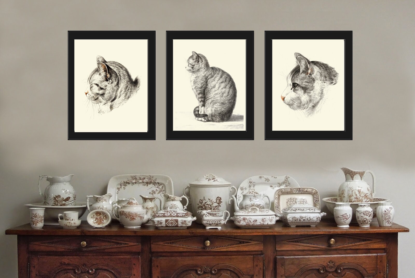 Cat Cats Animal Wall Art Print Set of 3 Prints Beautiful Cute | Etsy