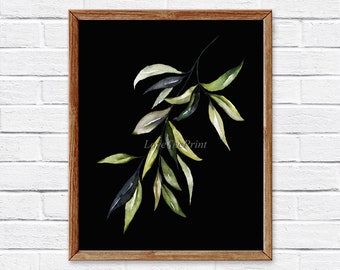 Impressão botânica arte de parede SAR5 lindo galho de árvore verde folha quarto sala de estar sala de jantar chalé fazenda decoração minimalista para moldura