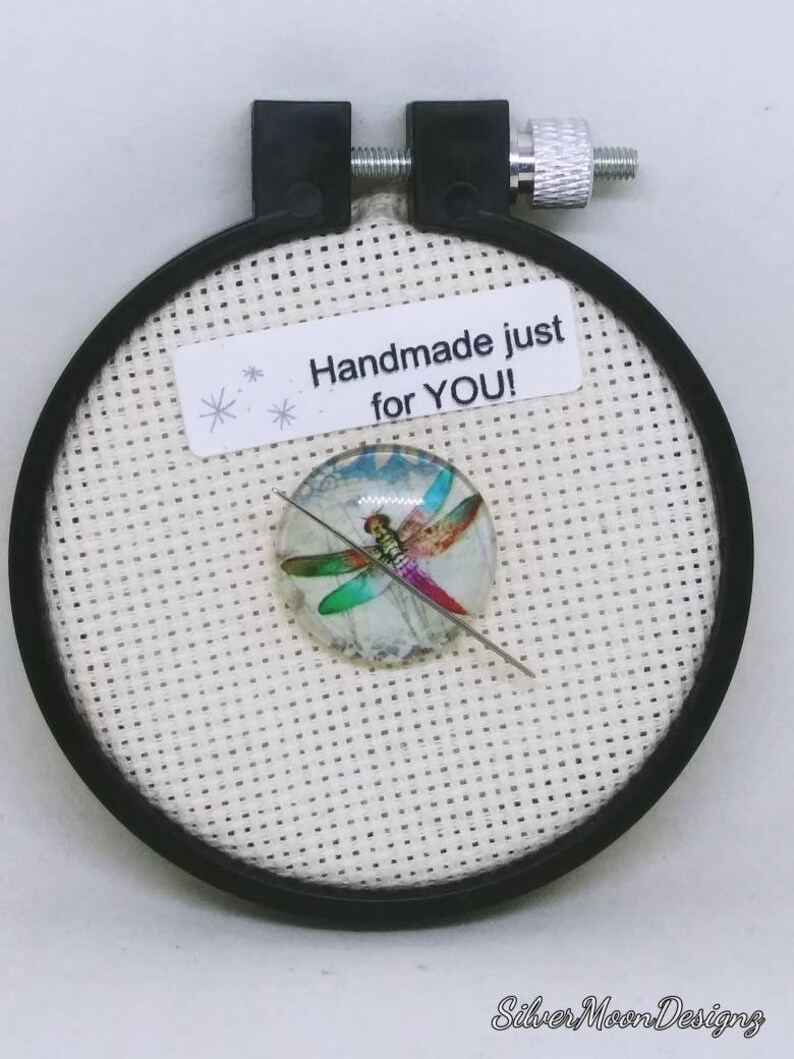 Dragonfly needle minder,1 inch needle minder,cross stitch,stitchers gift,needlepoint artists gift,sewing accessories