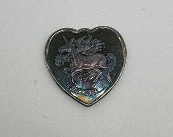 Unicorn Heart Shaped 1/4 Troy Oz .999 Silver