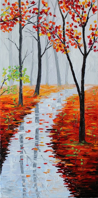 ORIGINAL Oil Painting Modern Palette Knife Landscape - ENDLESS FOG