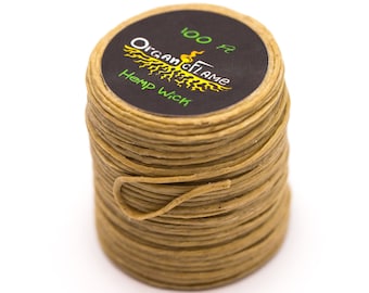 Hemp Wick for Candles, Wicks for Candle Making, Low Smoke Natural