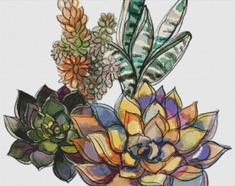 Bouquet of Succulents PDF Cross Stitch Pattern