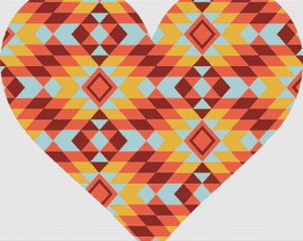 Kilim Heart PDF Cross Stitch Pattern
