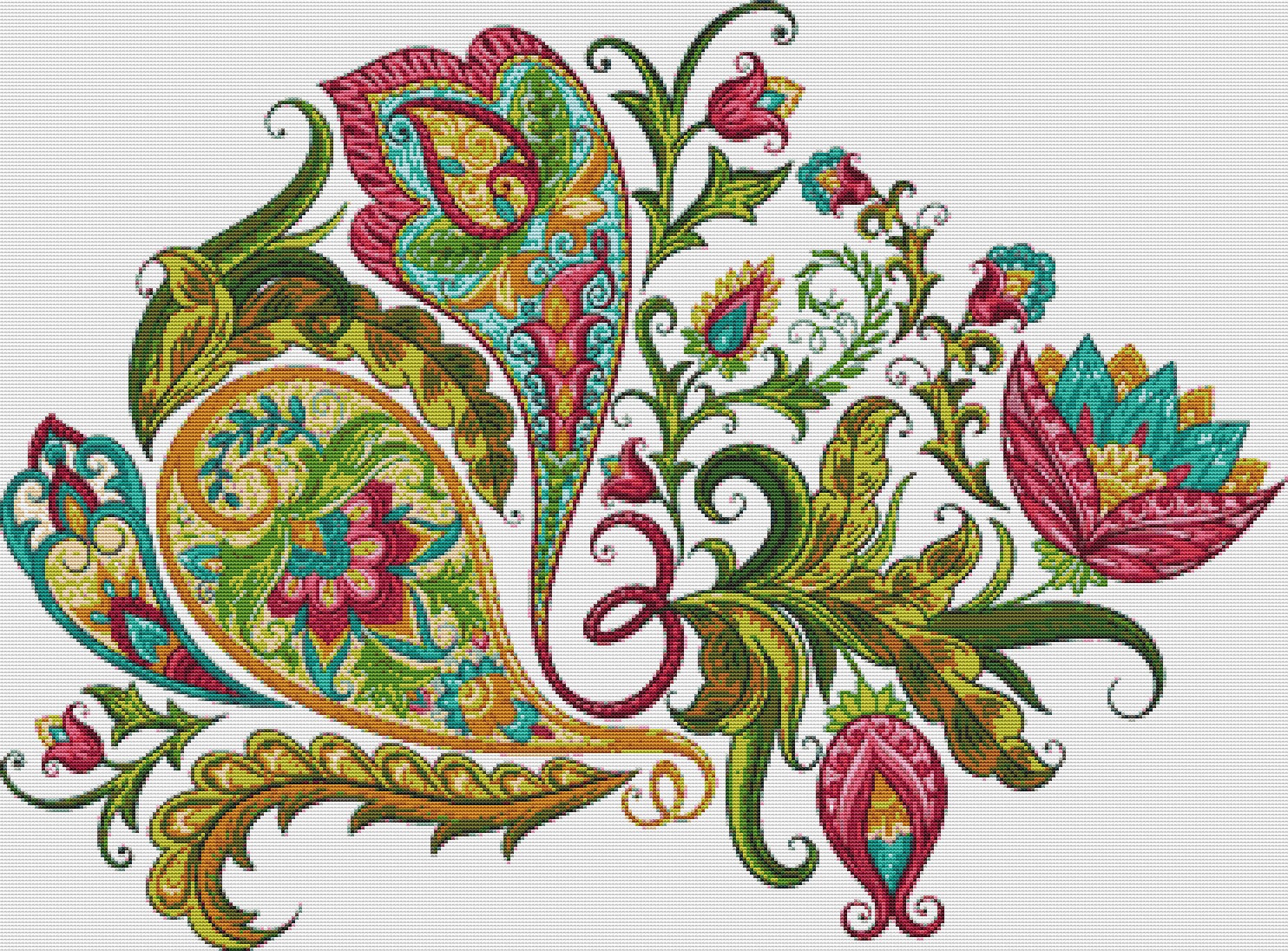 Decorative Paisley PDF Cross Stitch Pattern - Etsy Israel
