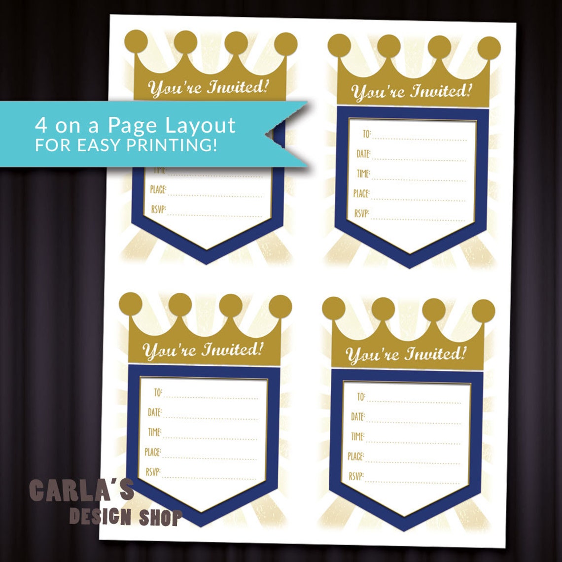 Royals Inspired DIY Party Invitation With Blanks for Your Info ...