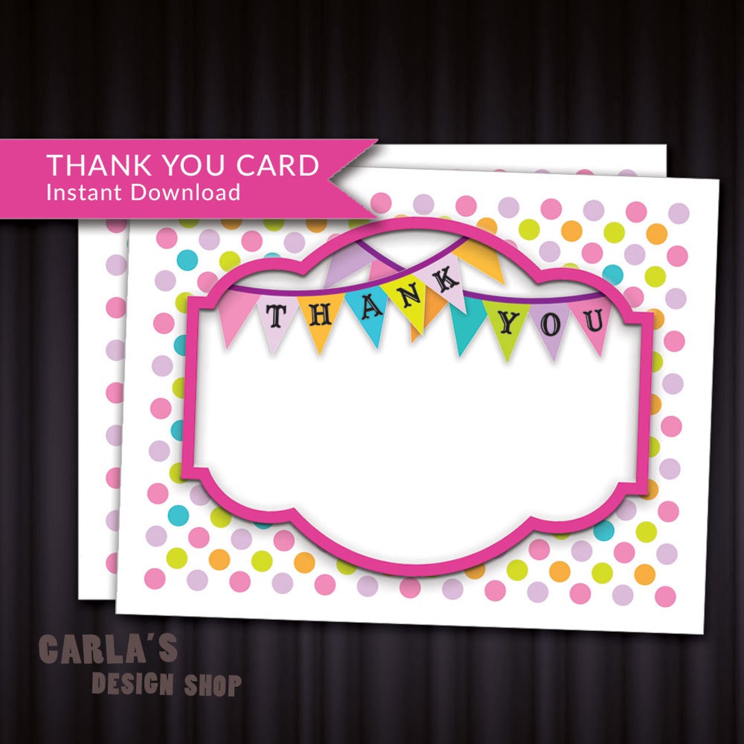 Thank You Bunting | DIY Thank You Card With Pink Pastel Polka Dot ...
