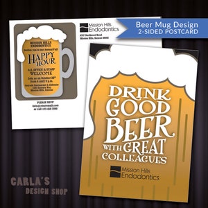 Chope de bière carte postale Design | Satisfaction du client, Happy Hour ou un événement Bureau Invitation imprimable | Boire de la bière bon avec des collègues en grand !