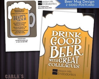 Beer Mug Postcard Design | Customer Appreciation, Happy Hour  or Office Event PRINTABLE Invitation | Drink Good Beer with Great Colleagues!