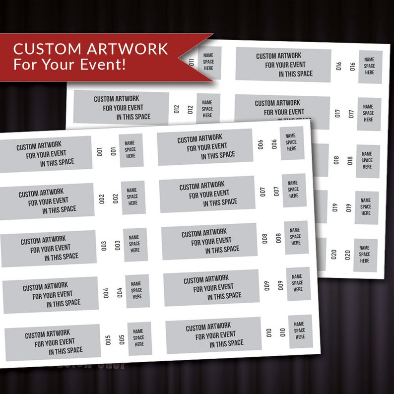 NUMBERED Raffle Tickets for Your Fundraiser Custom for Your Event Use