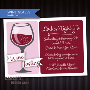 Weinglas Design Einladung | Customer Appreciation, Happy Hour, Ladies Night Out oder Office Get Together DRUCKBARE Einladung E-Mail Grafik