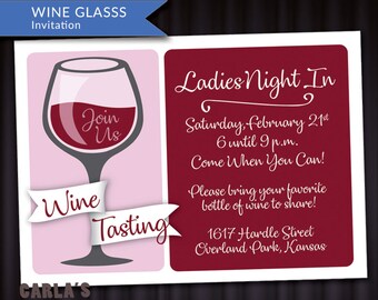 Wine Glass Design Invitation | Customer Appreciation, Happy Hour, Ladies Night Out or Office Get Together PRINTABLE Invitation Email Graphic